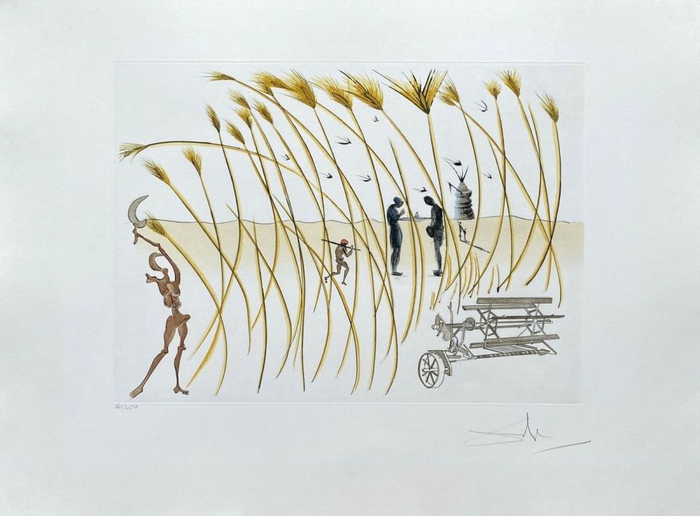 Gravure Dali - Hommage à Vinci : La moissonneuse