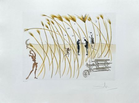 Gravure Dali - Hommage à Vinci : La moissonneuse