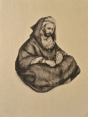 Gravure Sauer - Homme arabe assis