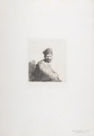 Héliogravure Rembrandt - Homme au manteau brode