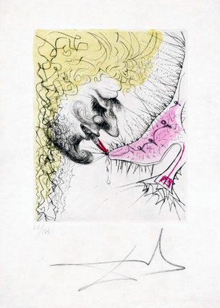 Gravure Dali - Homme Baissant la Chaussure (Man Kissing Shoe)