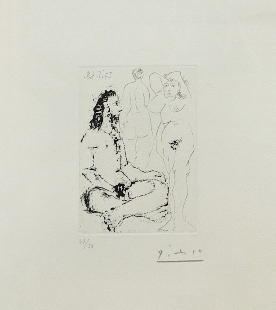 Gravure Picasso - HOMME NU ASSIS EN TAILLEUR (BLOCH 1600)