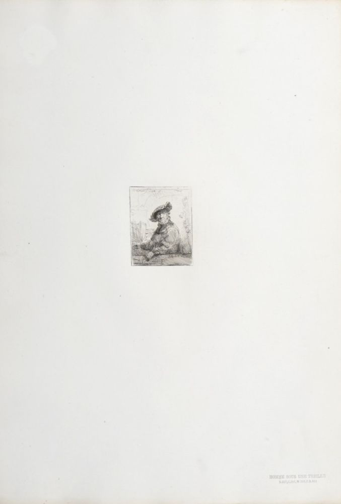 Héliogravure Rembrandt - Homme sous une treille