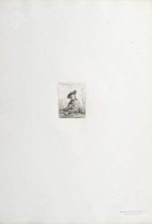 Héliogravure Rembrandt - Homme sous une treille