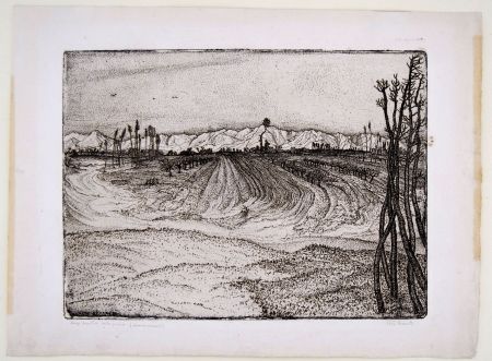 Gravure Bozzetti -  I CAMPI DEVASTATI DALLA PIENA (The fields devastated by the flood), second version. 