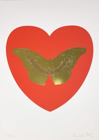 Sérigraphie Hirst - I Love You - Red/ Oriental Gold/ Cool Gold