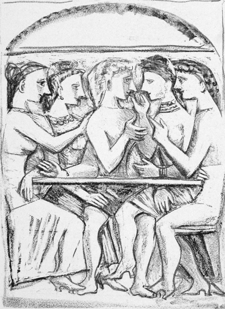 Lithographie Campigli - Il pasto