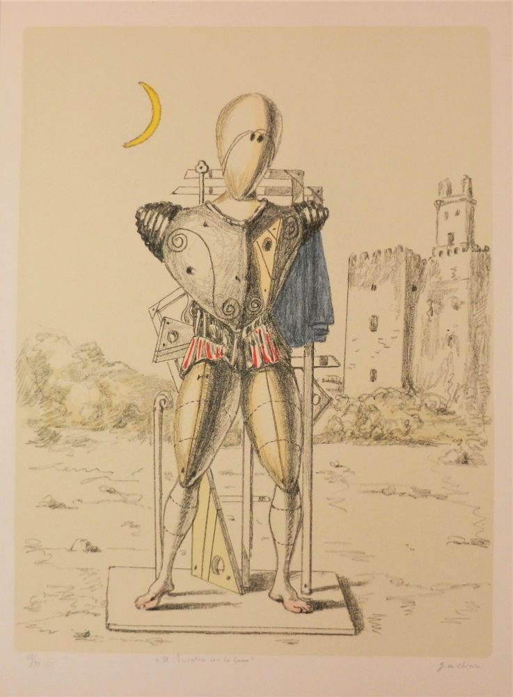 Lithographie De Chirico - Il trovatore con la luna