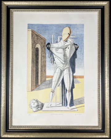 Lithographie De Chirico - Il Trovatore solitario ( manto blu )