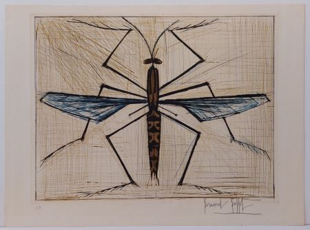 Gravure Buffet - Insecte bleu 