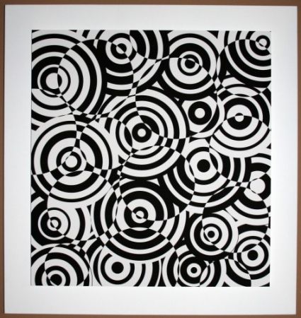 Gravure Sur Bois Asis - Interferences cercles noir et blanc