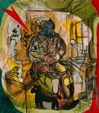 Lithographie Chia - Interior with dog