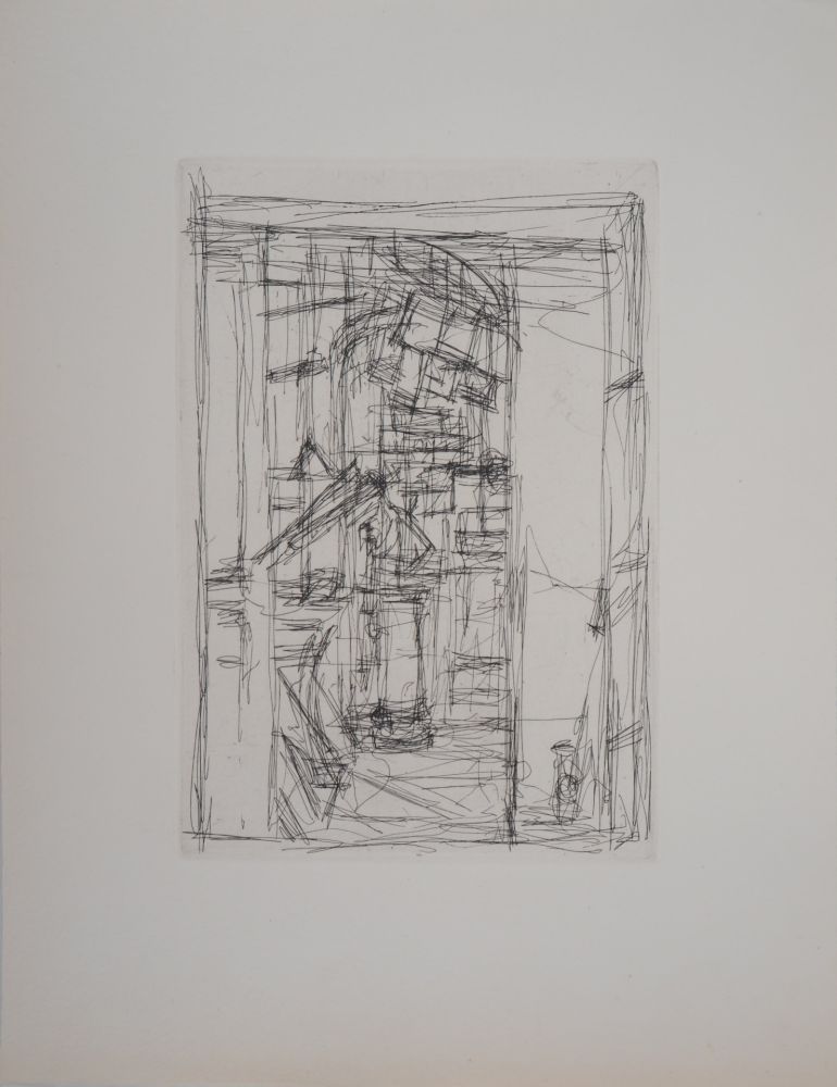 Gravure Giacometti - Intérieur au poêle