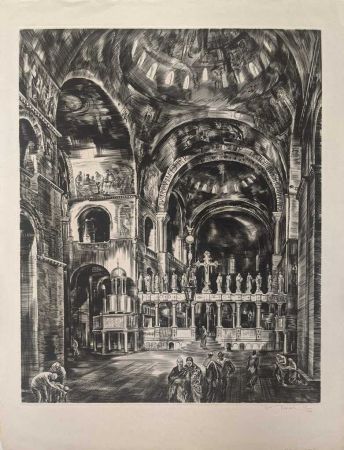 Eau-Forte Decaris - Intérieur de Saint-Marc I (Venise) / Interior of St. Mark's, Venice