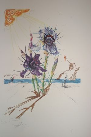 Lithographie Dali - Iris of Dalí's Youth (surrealistic flowers)