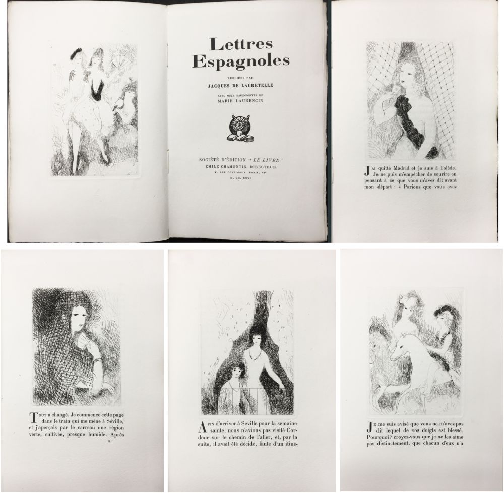 Livre Illustré Laurencin - J. de Lacretelle : LETTRES ESPAGNOLES. Avec 11 eaux-fortes de Marie Laurencin (1926)