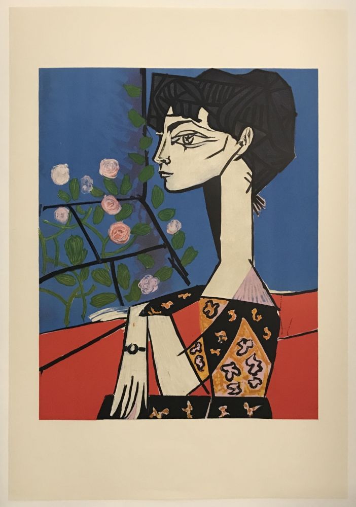 Lithographie Picasso - Jacqueline avec fleurs