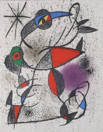 Lithographie Miró - Jaillie du calcaire