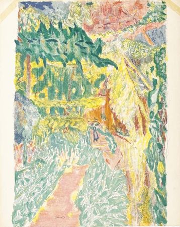 Lithographie Villon - Jardin au Cannet
