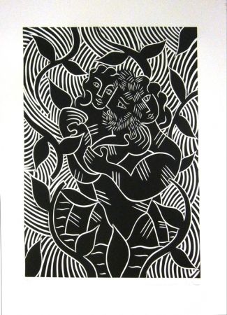 Linogravure Del Re - Jardin de Samos I