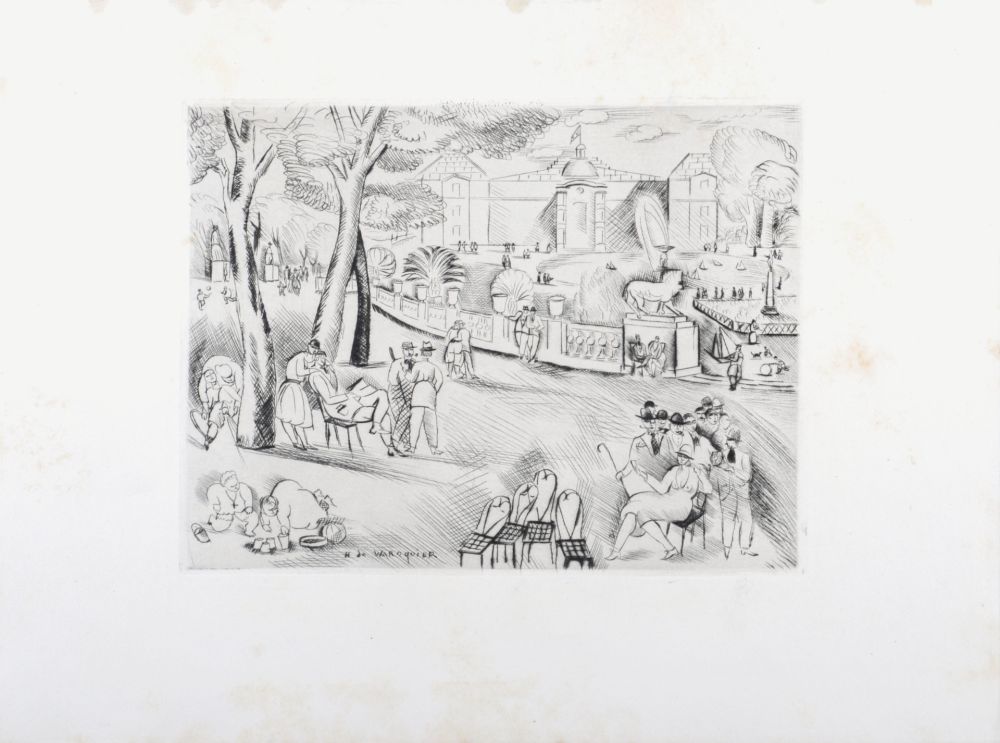 Gravure Waroquier - Jardin du Luxembourg