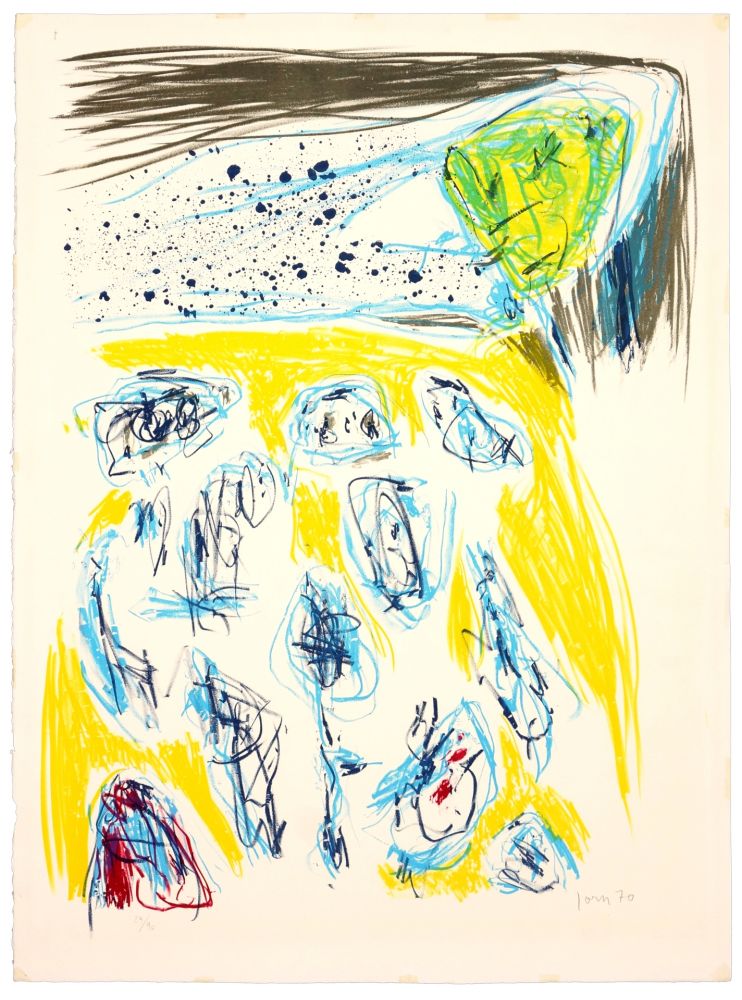 Lithographie Jorn - Jaune bleu