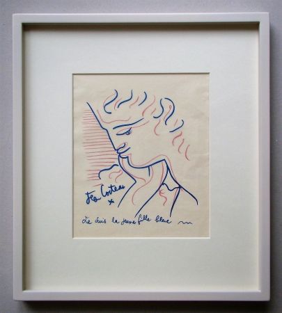 Lithographie Cocteau - Je suis la jeune fille bleue