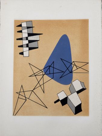 Lithographie Arp - Jean Arp, Alberto Magnelli & Sophie Taeuber-Arp. - Untitled Collaboration, Aux Nourritures Terrestres, 1950