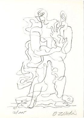 Lithographie Zadkine - Jean Cassou: vingt-deux poèms