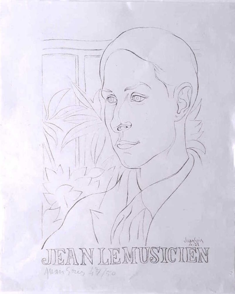 Lithographie Gris  - Jean le musicien