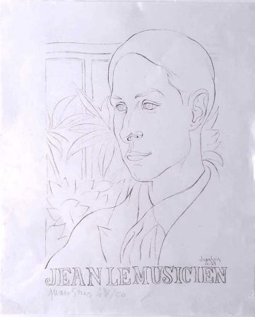 Lithographie Gris  - Jean le musicien