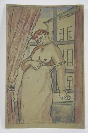 Aucune Technique Lébédeff  - Jean Lébédeff (1884-1972). Femme à la fenêtre. Encre et aquarelle.