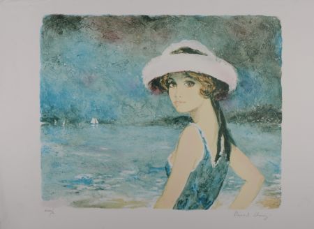 Lithographie Charoy - Jeune femme au chapeau, circa 1990
