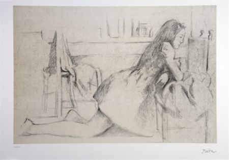 Lithographie Balthus - Jeune fille agenouillée