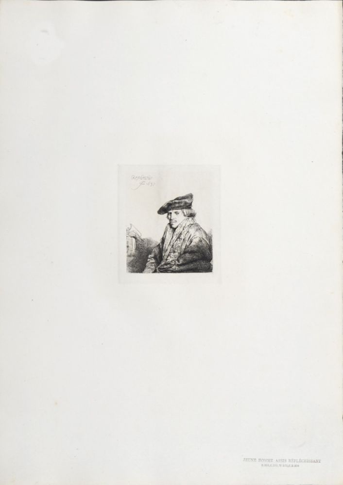 Héliogravure Rembrandt - Jeune Homme assis réfléchissant