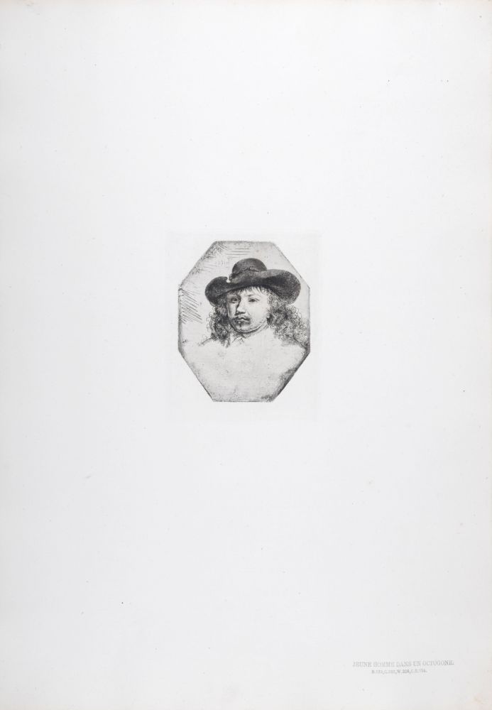 Héliogravure Rembrandt - Jeune homme dans un octogone