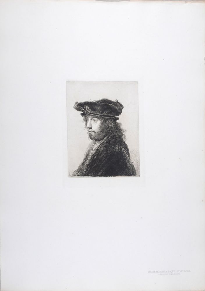 Héliogravure Rembrandt - Jeune homme à toque de velours