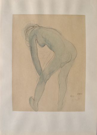 Gravure Rodin - Jeune modèle s'étirant
