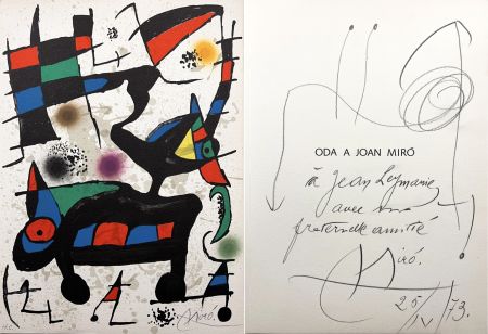 Livre Illustré Miró - Joan Brossa. ODA A JOAN MIRÓ. Lithographie signée et envoi avec dessin (1973)