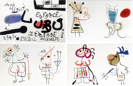 Lithographie Miró - Joan MIRÓ - L' ENFANCE D' UBU. Suite complète des 20 lithographies signées (Tériade 1975)