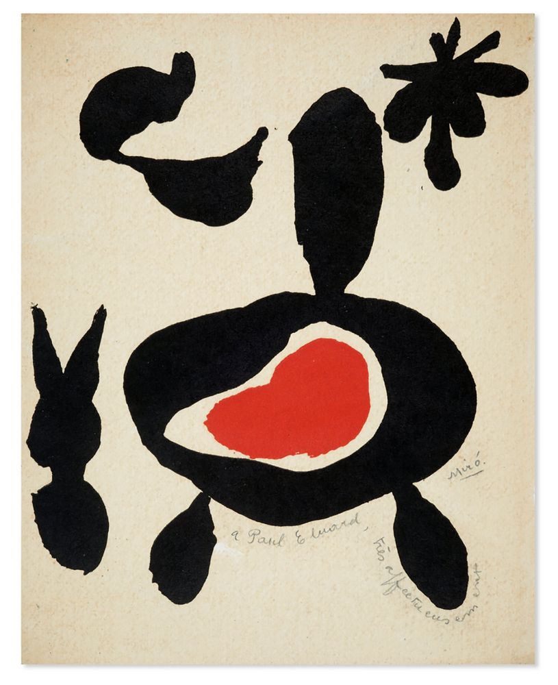 Livre Illustré Miró - Joan Miró. An exhibition of paintings, gouaches, pastels and bronzes from 1942 to 1946. Signed to Paul Eluard (1947)