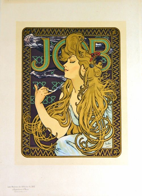 Lithographie Mucha - Job Papier à Cigarettes