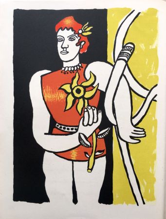 Lithographie Leger - JONGLEUSE AU TOURNESOL (LE CIRQUE 1950)