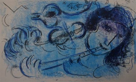 Lithographie Chagall - Joueur de Flute
