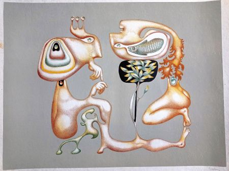 Lithographie Pérahim - Jules Perahim, Surrealist Composition, 1970s