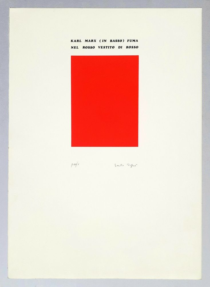 Sérigraphie Isgro - Karl Marx (in basso) fuma nel rosso vestito di rosso