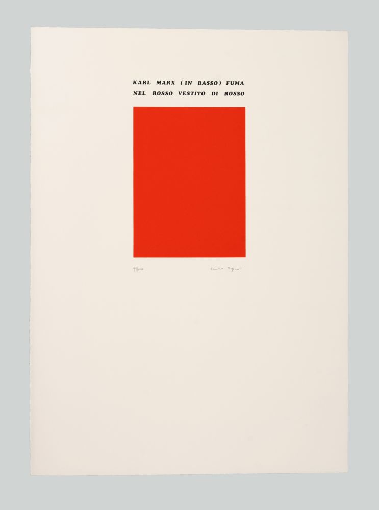 Sérigraphie Isgro - Karl Marx (in basso) fuma nel rosso vestito di rosso