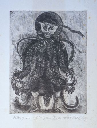Gravure Maillet - (Katzenwesen auf Sessel)