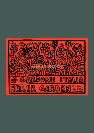 Sérigraphie Haring - Keith Haring: 'Heller Gardens' 1990 Offset-serigraph