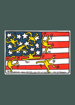 Lithographie Haring - Keith Haring: 'New York City Ballet' 1988 Offset-lithograph